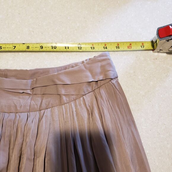 Womens Chicos Pleated Maxi Skirt  Tan Brown Silky Flowy Lined Size 0 NWT - Picture 7 of 8